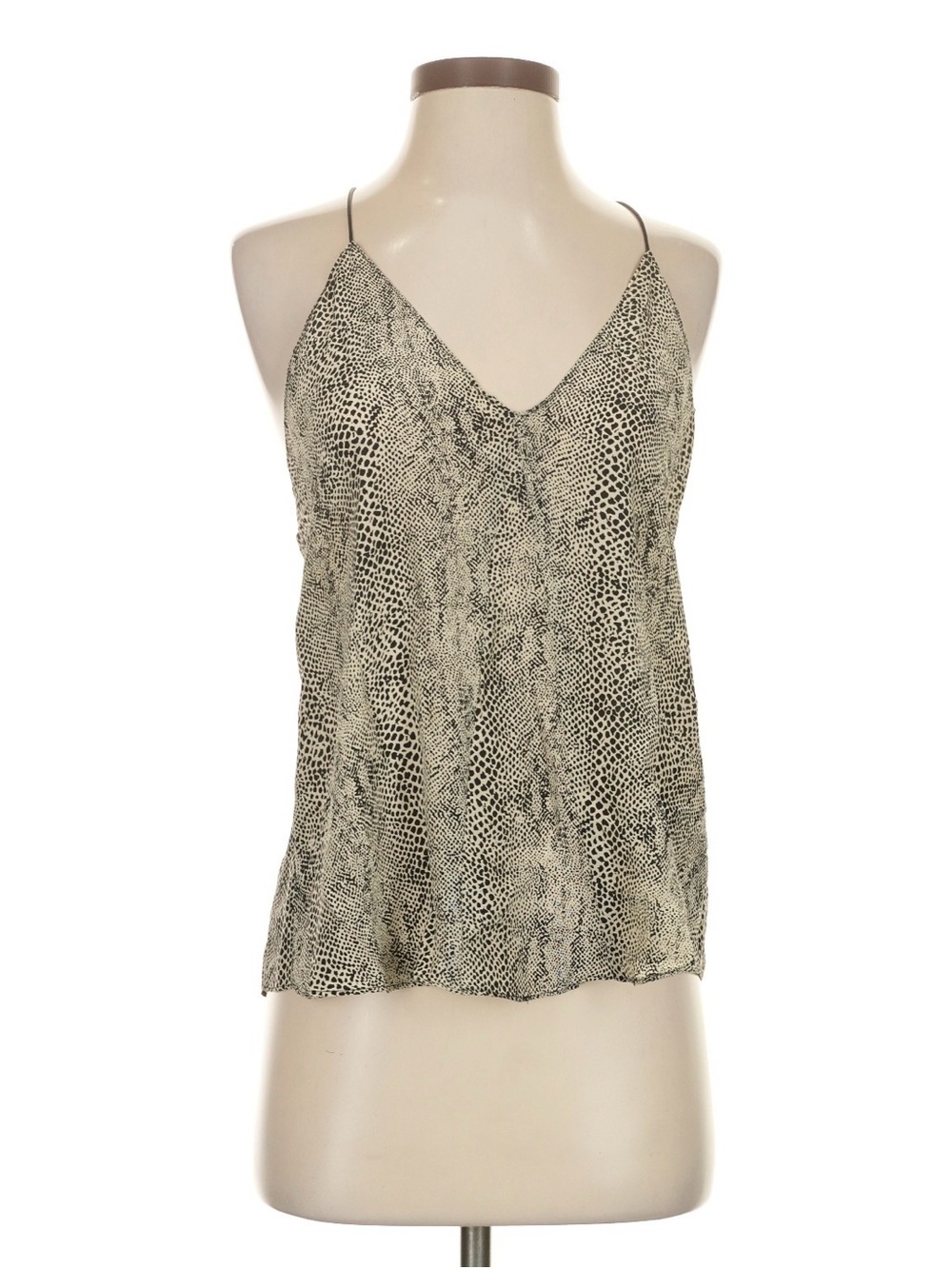 Lightweight Snake-Print V-Neck Cami Tank - Black and Cream
